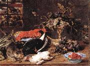 Frans Snyders Hungry Cat with Still Life Norge oil painting reproduction